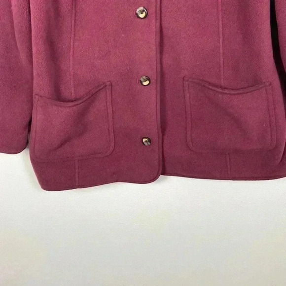 L.L. Bean Women XL Button-Down Fleece Coat Red Winter Casual Comfortable Jacket - Picture 2 of 9